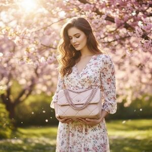 Gilda Paris Quilted Messenger Bag Blush Pink Large